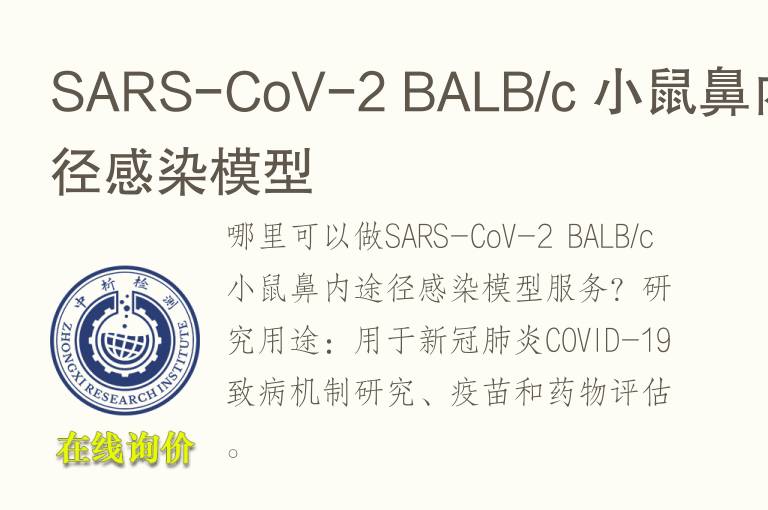 SARS-CoV-2 BALB/c 小鼠鼻内途径感染<font color='red'>模型</font>