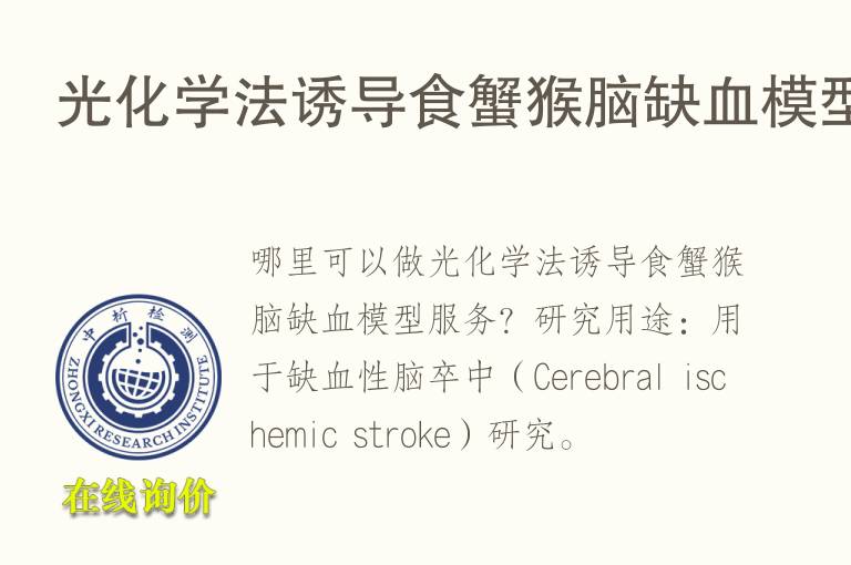 光化学法诱导食蟹猴脑缺血<font color='red'>模型</font>