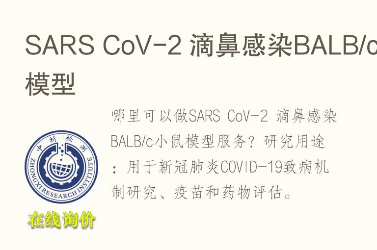 SARS CoV-2 滴鼻感染BALB/c小鼠<font color='red'>模型</font>