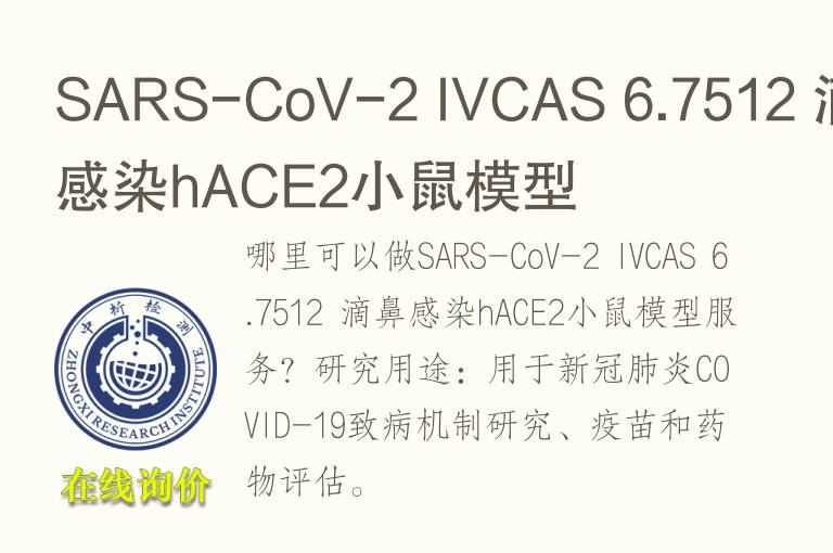 SARS-CoV-2 IVCAS 6.7512 滴鼻感染hACE2小鼠<font color='red'>模型</font>